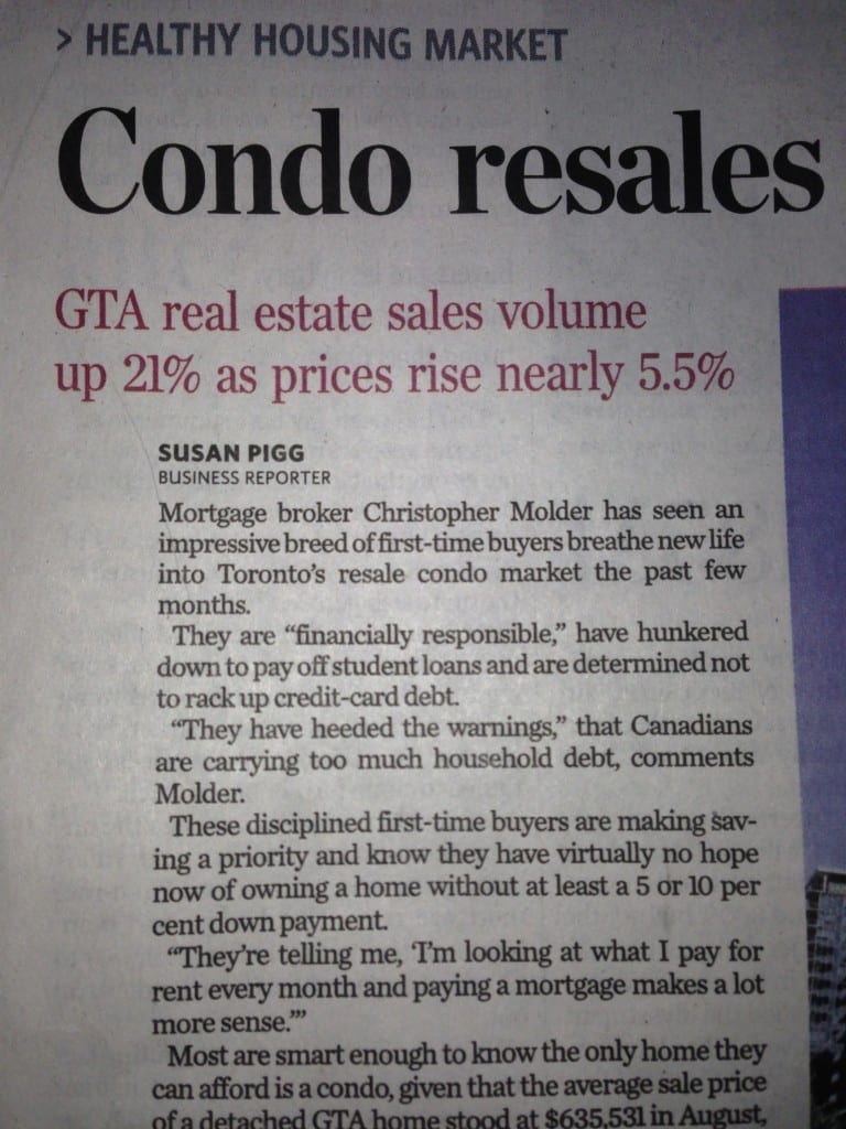 Toronto Star article Condo sales Toronto